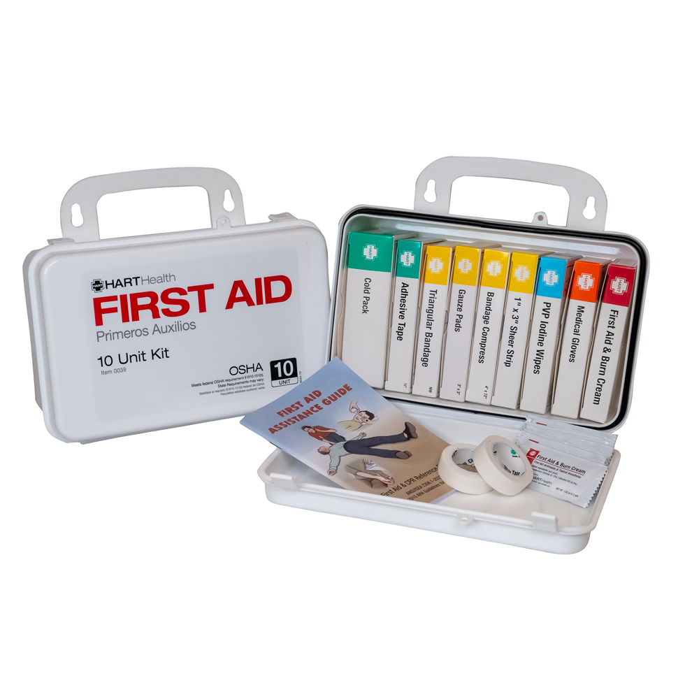 10 Unit First Aid Kit, OSHA, Polypropylene Box