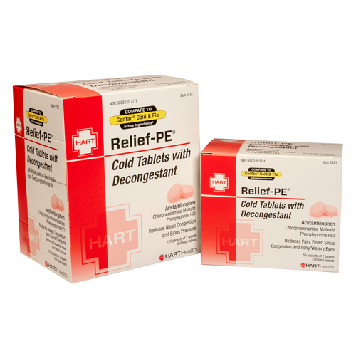 Relief-PE Cold Caplets with Pain Reliever and Decongestant, Compare to Contac Cold & Flu