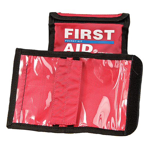 Pocket First Aid Kit Bag, Nylon, Red, Empty
