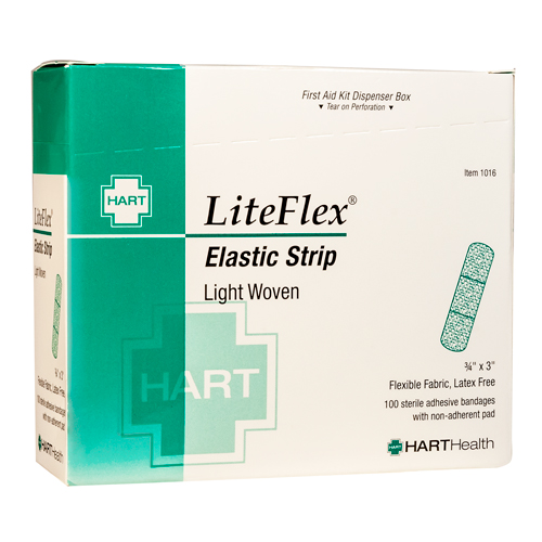 LiteFlex, Elastic Strip Adhesive Bandages, Light Woven Cloth, 3/4' x 3', 100 per box