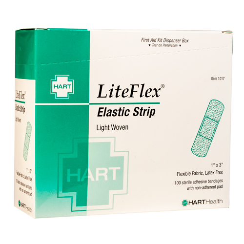 LiteFlex, Elastic Strip Adhesive Bandages, Light Woven Cloth, 1' x 3', 100 per box