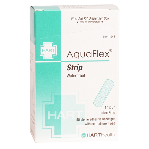 AquaFlex, Waterproof Strip Adhesive Bandages, 1' x 3', 50 per box