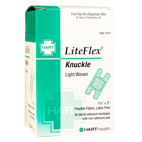 LiteFlex, Knuckle Adhesive Bandages, Light Woven Elastic Cloth, 1-1/2' x 3', 40 per box
