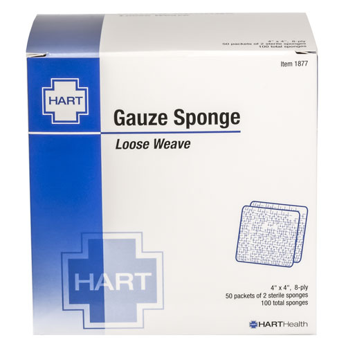 Gauze Sponge, Sterile, 4' x 4', 50 pouches of 2 per box