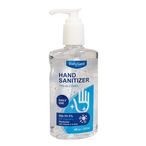 Hand Sanitizer Gel, 70% Alcohol, 8 oz pump bottle