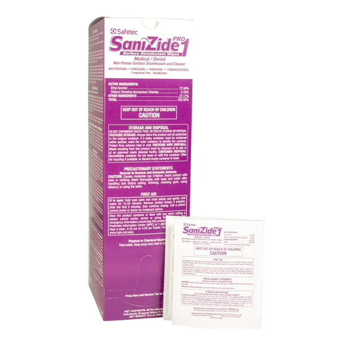 SaniZide 1 Pro, surface disinfectant wipes, 50 per box