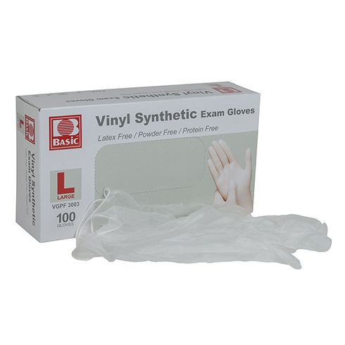Vinyl Synthetic Exam Gloves, Powder-free, 100 per box